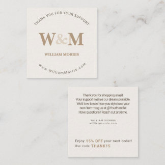 Camel Brown Cosy Minimalist Branded Company Thanks Square Business Card