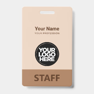Camel Brown Employee Name Business Logo Staff Tag ID Badge