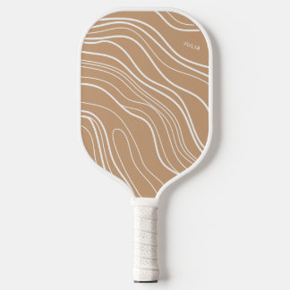Camel Brown Wave Modern Personalised  Pickleball Paddle