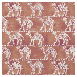 CAMEL CARAVAN Boho Watercolor Pattern Fabric
