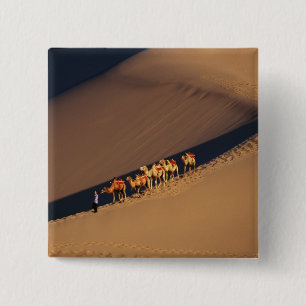 Camel caravan on the desert, Dunhuang, Gansu 15 Cm Square Badge