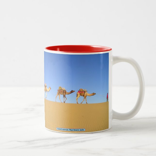 Camel caravan, Thar Desert, India Two-Tone Coffee Mug (Right)