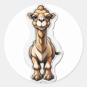 Camel Cartoon Sticker: Quirky Desert Animal Classic Round Sticker