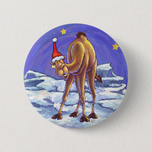 Camel Christmas 6 Cm Round Badge