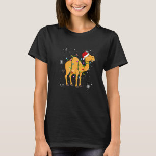 Camel Christmas Lights Led Santa Hat Christmas T-Shirt