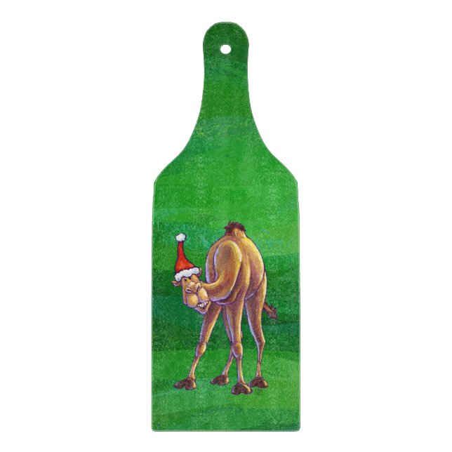 Camel Christmas On Green Cutting Board (Front)