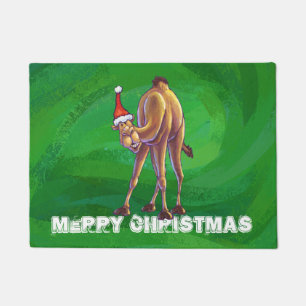 Camel Christmas On Green Doormat