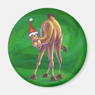 Camel Christmas On Green Magnet