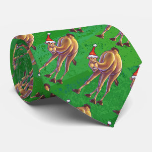 Camel Christmas On Green Tie