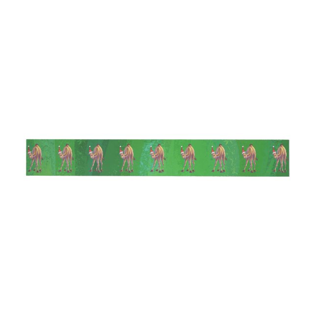 Camel Christmas On Green Wraparound Address Label (Individual)