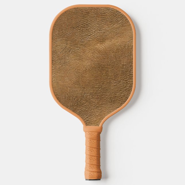 Camel-colour leather backgroun pickleball paddle (Front)