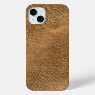 Camel-colour leather background iPhone 15 mini case