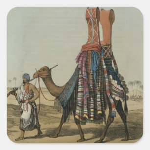 Camel Conveying a Bride to her Husband, engraved b Square Sticker