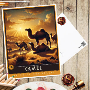 Camel Cute Family Vintage Animal Postcard