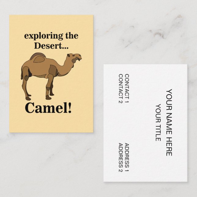 Camel Desert Animal Funny Business Card (Front/Back)