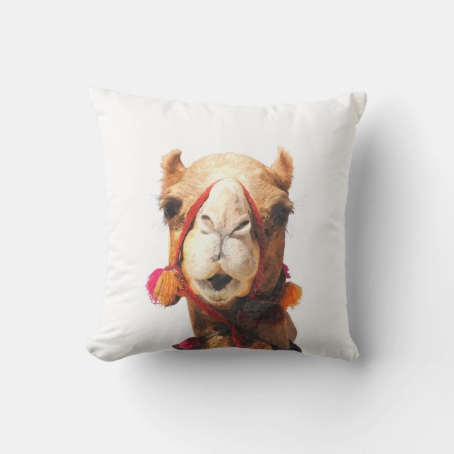 Camel desert animal portrait cushion (Front)