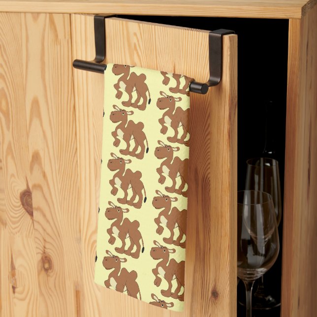 Camel Design Any Colour Background Tea Towel (Thirds Fold)