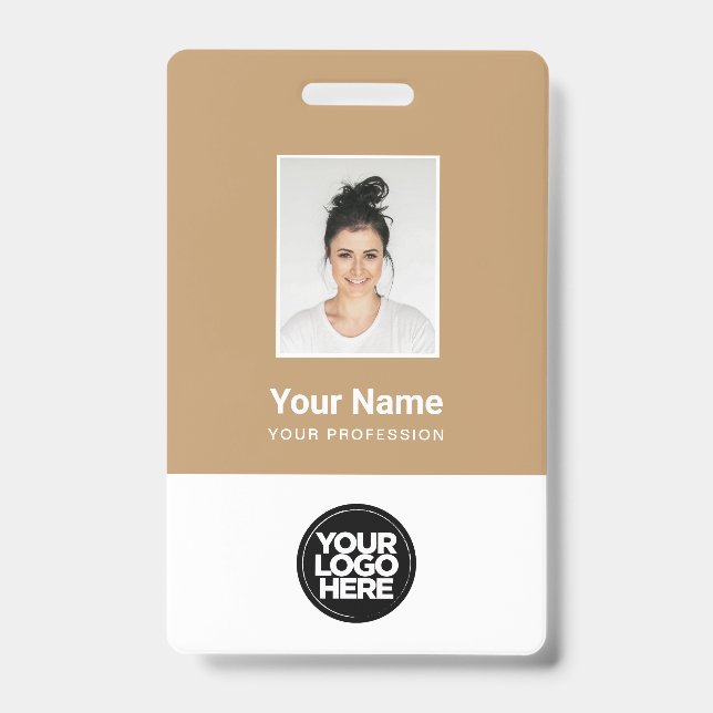 Camel Employee Photo, Bar Code, Logo, Name Badge ID Badge (Front)
