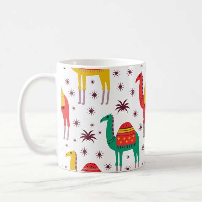 Camel flat colour, decorative pattern. coffee mug (Left)