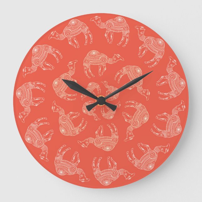 Camel Frame: Vintage Desert Map Large Clock (Front)