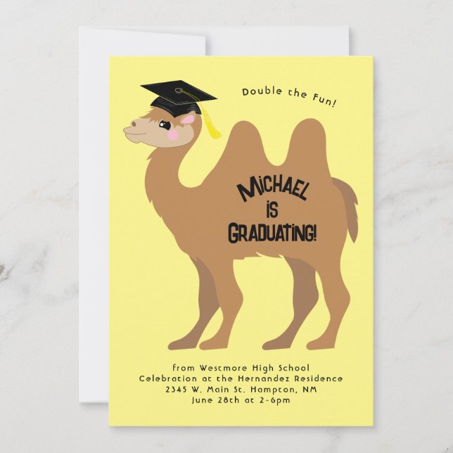 Camel Graduation Party Invitation Two Hump (Front)