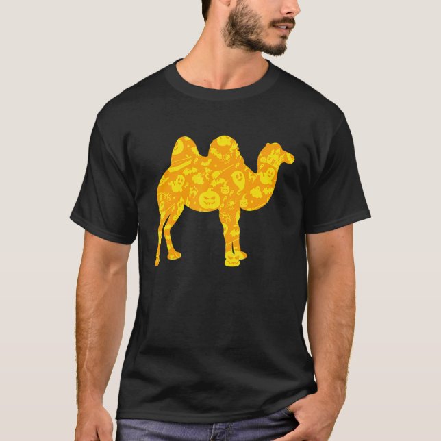 Camel Halloween Party Pumpkin Pattern T-Shirt (Front)