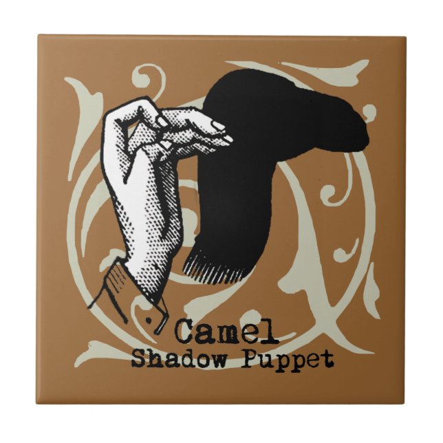 Camel Hand Puppet Shadow Games Vintage Ceramic Tile (Front)