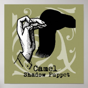 Camel Hand Puppet Shadow Games Vintage Poster