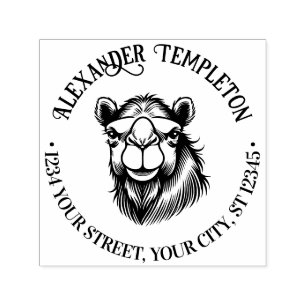 Camel Head Drawing Name Return Address Self-inking Stamp