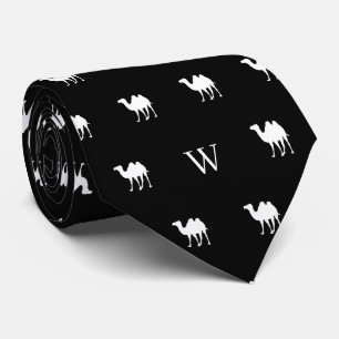 Camel Humpday Monogrammed Initials Black and White Tie