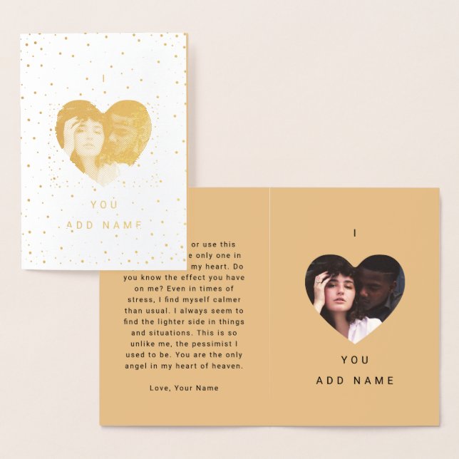 Camel I Love You Luxury Photo Text Valentines Foil Card (Display)