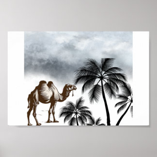 Camel in desert poster