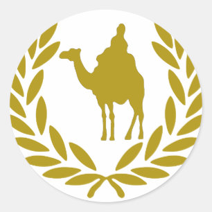 camel-laurel-crown.png classic round sticker