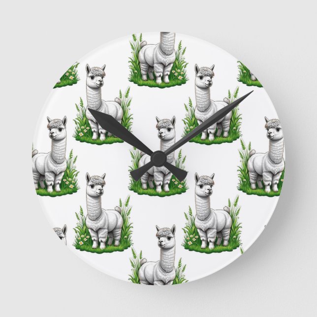 Camel llama Alpaca Pattern Design  Round Clock (Front)