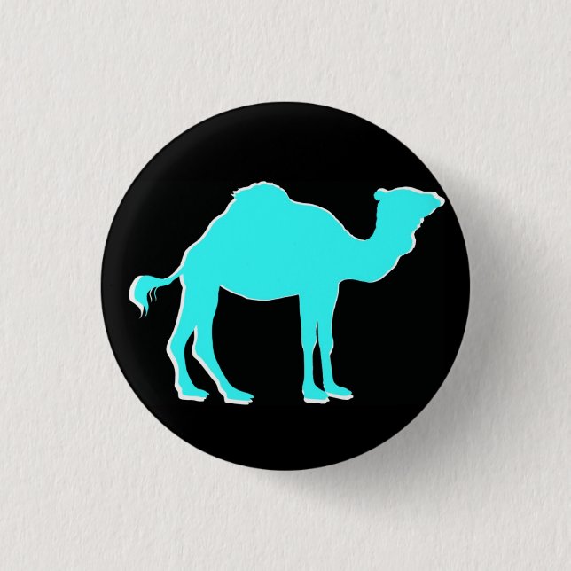 Camel Love: Hump Day Celebration Black & Teal 3 Cm Round Badge (Front)
