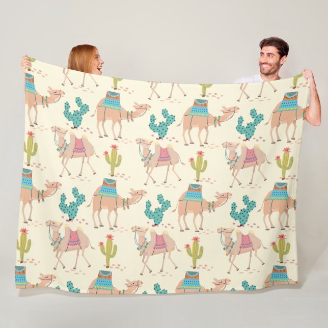 camel pattern, cactus pattern, desert print fleece blanket (In Situ)