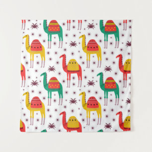 Camel pattern flat color design tapestry