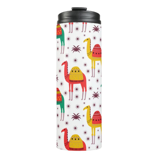 Camel pattern flat colour design thermal tumbler (Front)