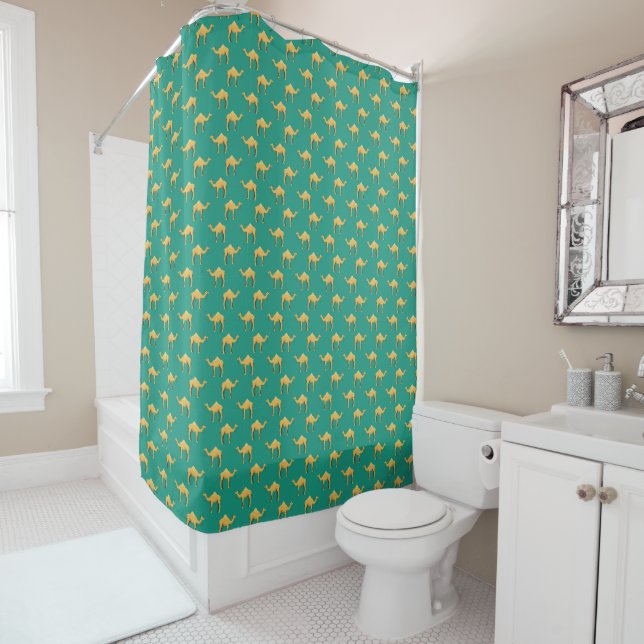 Camel Pattern Middle Eastern Camel Fun Arab Shower Curtain (In Situ)