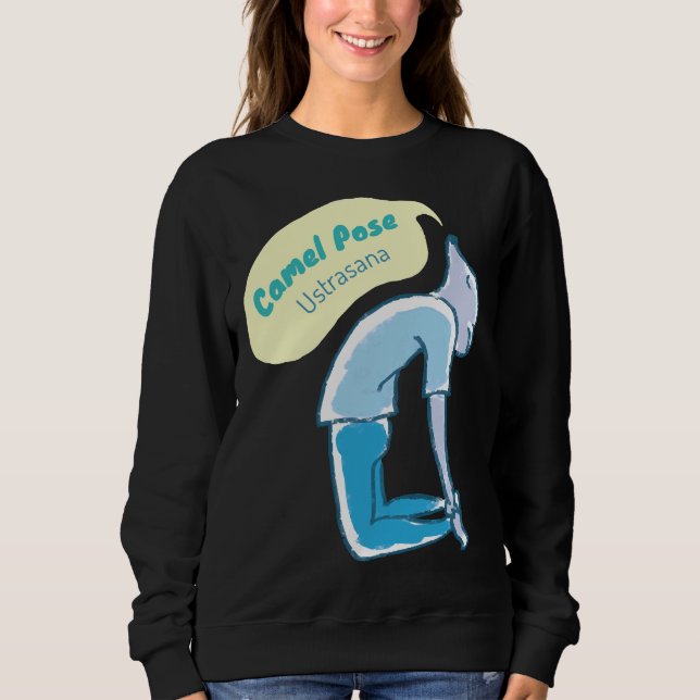 Camel Pose Yoga Mouse Aqua And Blue Sweatshirt (Front)