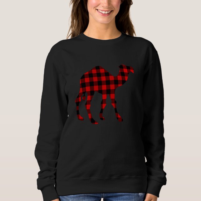 Camel Red Buffalo Plaid Calf Animal Matching Famil Sweatshirt (Front)