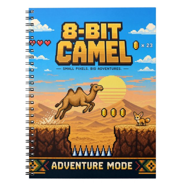 Camel, Retro 8-Bit Pixel Art Notebook (Front)
