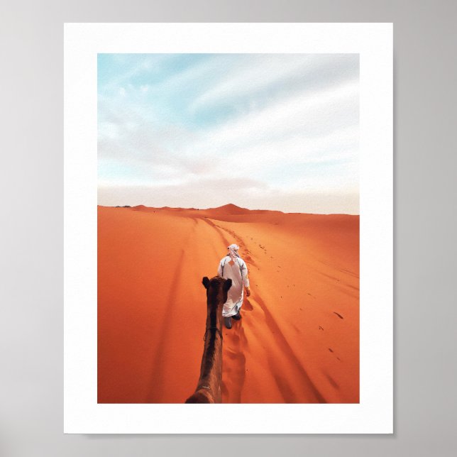 Camel riding in the sahara desert Morocco Poster (Front)