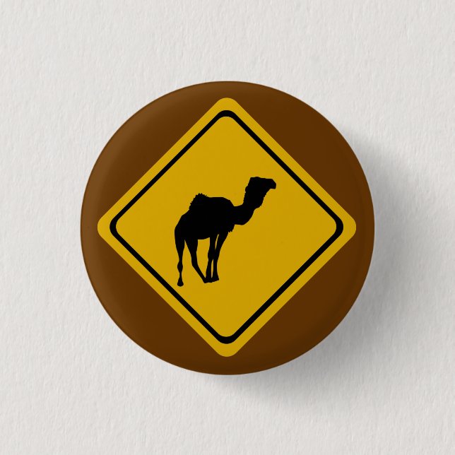 camel road sign 3 cm round badge (Front)