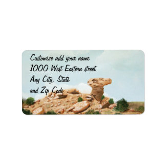 Camel Rock - Santa Fe, New Mexico Oil Painting Label