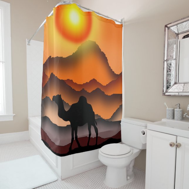 Camel Shower Curtain Beautiful Desert Sunset (In Situ)