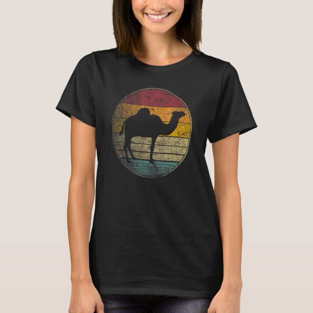 Camel   Sun Retro Asia Africa Travel Safari Desert T-Shirt (Front)