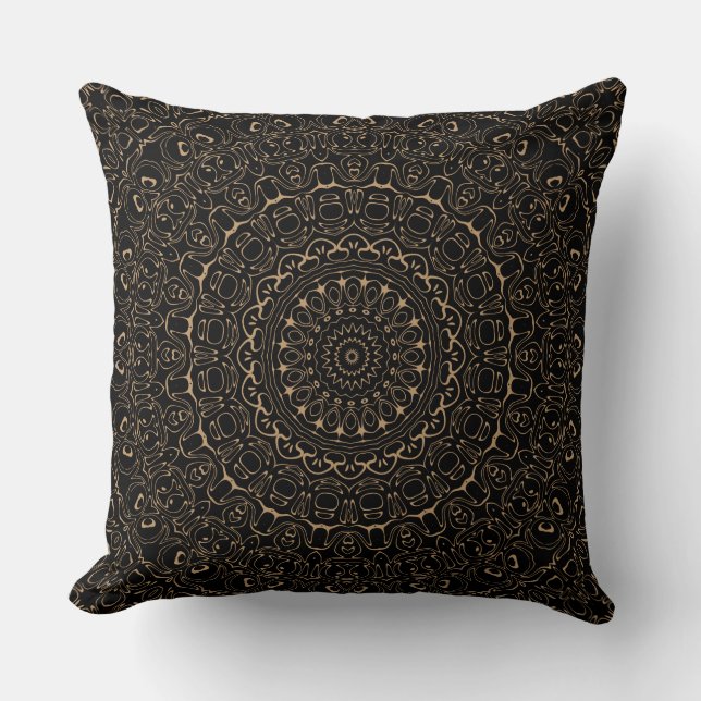 Camel Tan Mandala with Elegant Symmetry Cushion (Front)