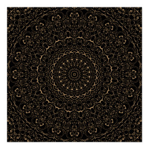 Camel Tan Mandala with Elegant Symmetry Poster