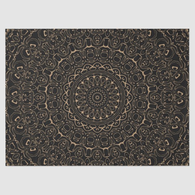 Camel Tan Mandala with Elegant Symmetry Tissue Paper (Front)